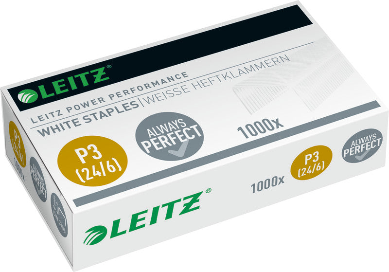 Leitz Heftklammern 24/6 – verzinkt, Metall, weiss – 1000 Stk.