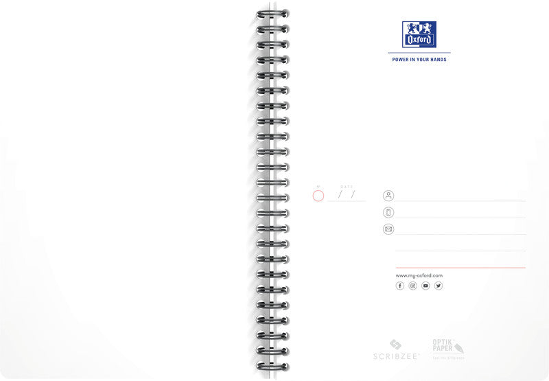 Oxford Collegeblock Essentials A5, liniert, Doppelspiralbindung, 90 Blatt, 90 g/m² – schwarz