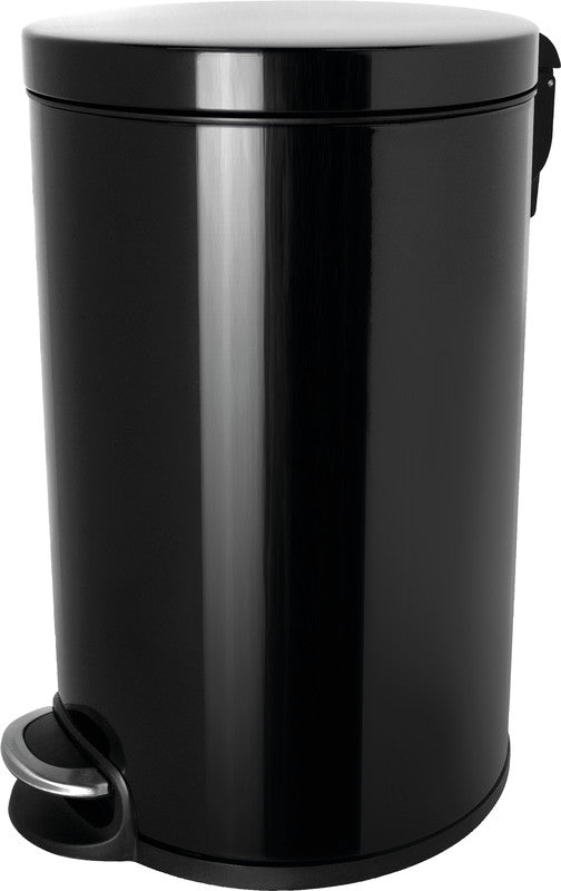 Helit Abfallcontainer the Silent – 20 l – mit Deckel – Stahl, schwarz – Ø 293 × H 455 mm