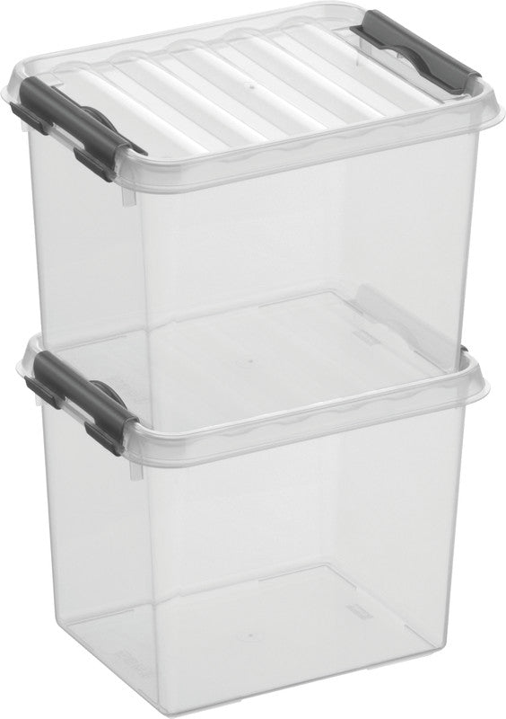 Helit die q-line Aufbewahrungsbox 3 l – mit Clipdeckel, stapelbar, 200 × 140 × 150 mm, transparent, Kunststoff