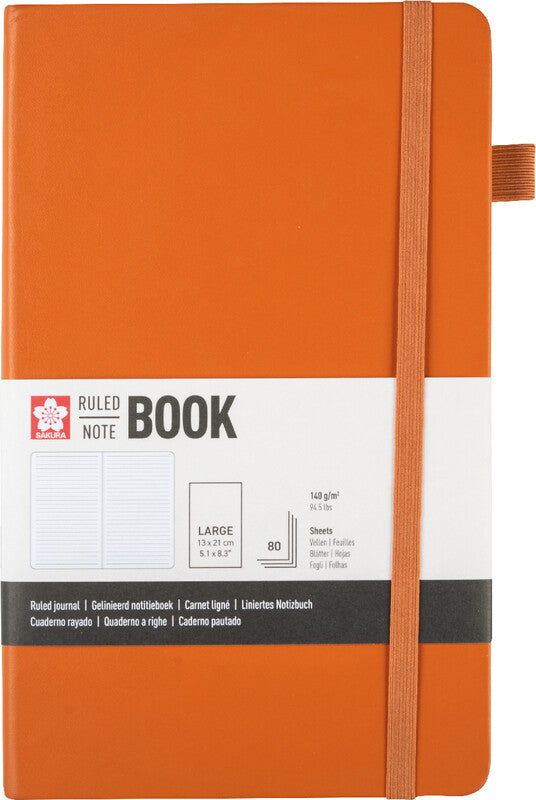 Sakura Notizbuch, 130 × 210 mm, liniert, Leimbindung, Hardcover, 160 Seiten, 140 g/m² – Bernstein