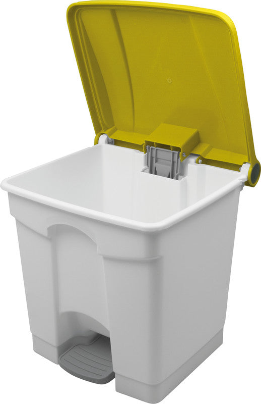 Helit Abfallcontainer – 30 l – mit Deckel – Kunststoff, Weiss – B × H × T 410 × 440 × 400 mm