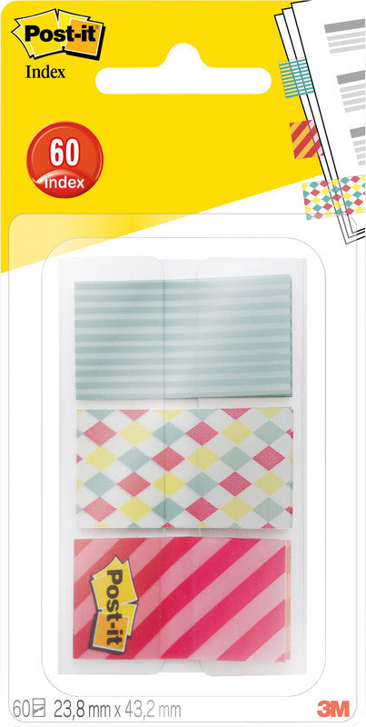 Post-it Indexstreifen Candy Collection – 23,8×43,2 mm – sortiert, 3×20 Stück, mit Dispenser