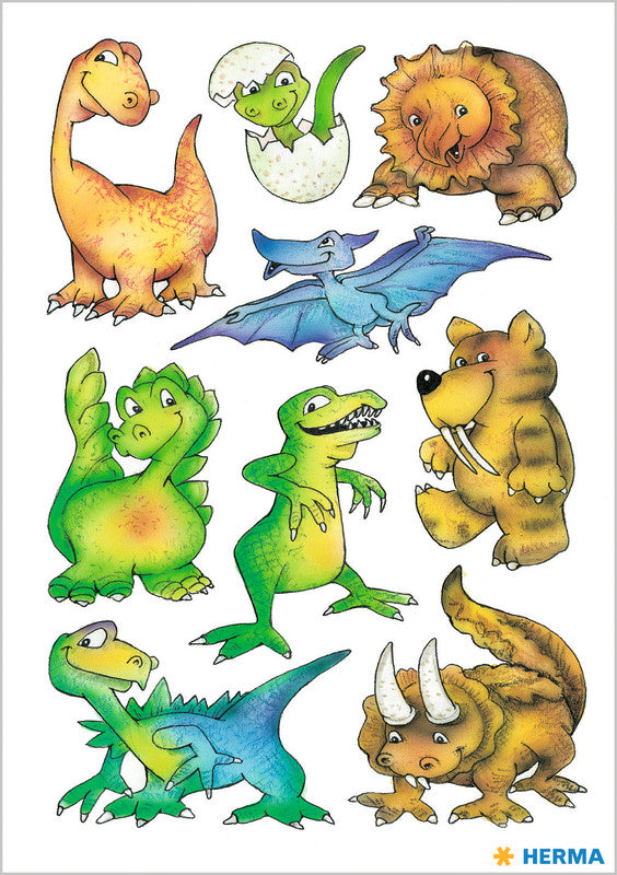 HERMA Schmucketiketten, Dinosaurier – 84 × 120 mm – mehrfarbig – 27 Stk.