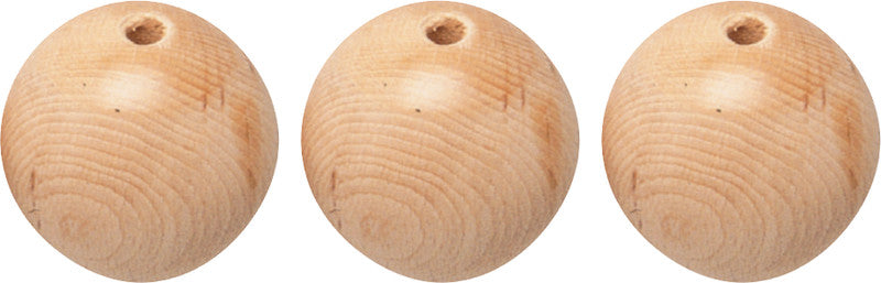 Stafil Holzperlen durchgebohrt – Ø 30 mm, Loch-Ø 6 mm, natur, 6 Stk.