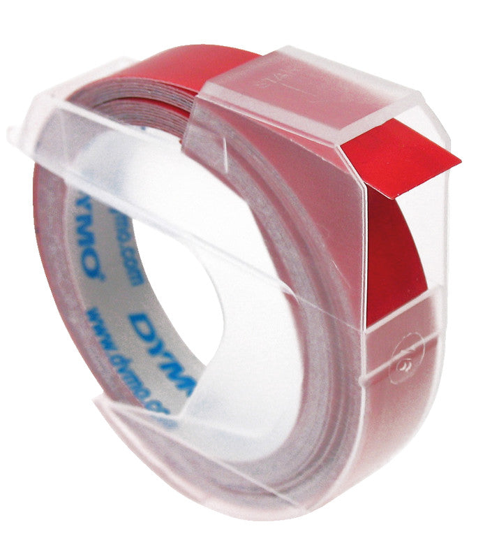 DYMO Schriftband – 9 mm × 3 m, glänzend rot, weiss
