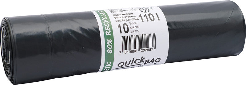 Kehrichtsack – 110 l, mit Zugband, schwarz, 53 µm, 10 Stk