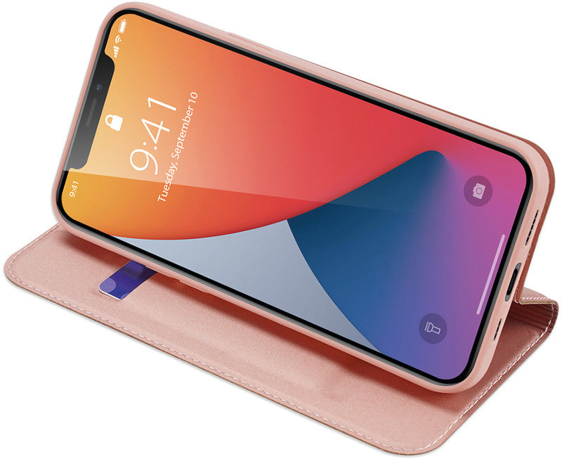 Dux Ducis Booklet-Hülle – für Apple iPhone 12/12 Pro – Roségold – mit Kartenfach, Magnetverschluss