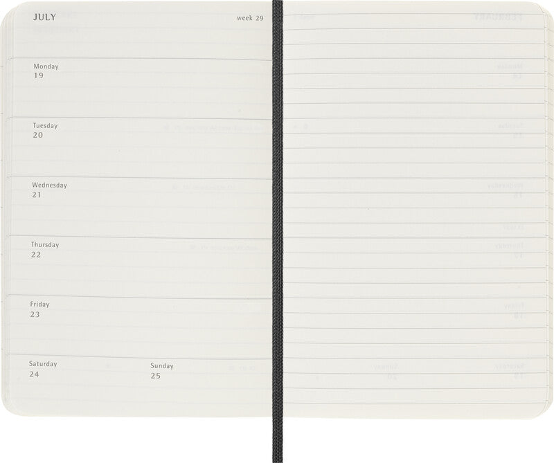 Moleskine Softcover Schüleragenda – 1 Woche/Seite, gebunden, 9 × 14 cm, 18 Monate Juli–Dezember, 2026/2027, schwarz