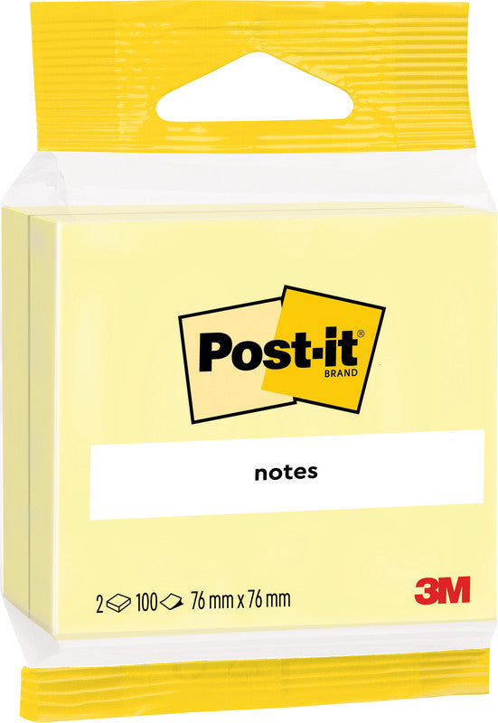 Post-it Haftnotizen – 76×76 mm – Gelb, 2×100 Blatt, PEFC