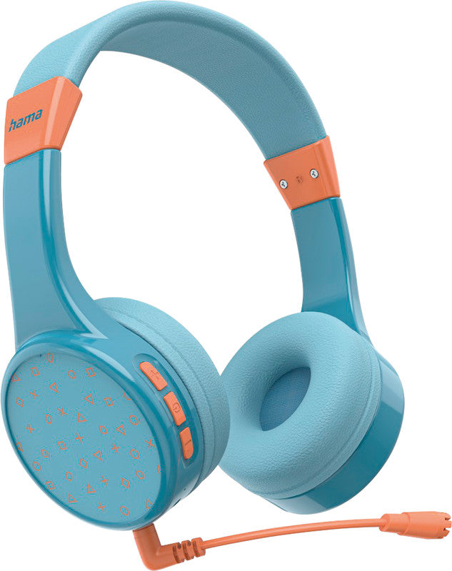 Hama Teens Guard II – On-Ear Headset – Bluetooth, max. 85 dB, Abnehmbares Mikrofon – Blau/Orange – bis 50 h