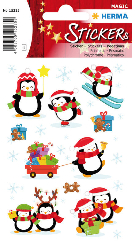 HERMA Schmucketiketten Winter Pinguine – 8 Stück – permanent