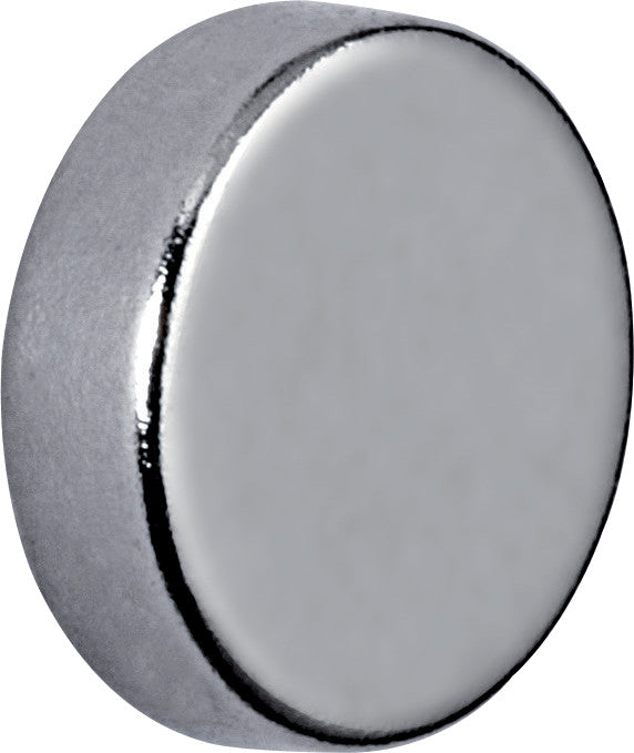 MAUL Runder Scheibenmagnet – hellsilber – Ø 10 × 3 mm, 10 Stück, Nickel