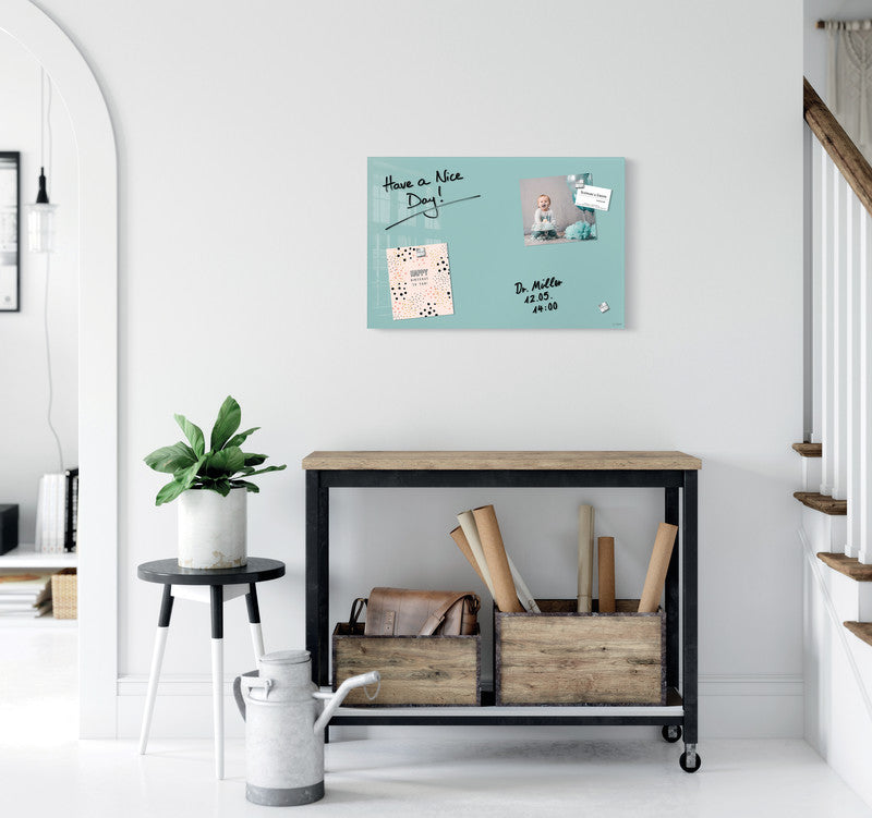 Sigel Whiteboard – 60 × 40 cm, Glas, magnetisch, Wandmontage, inkl. SuperDym Magnetwürfel, Montagesatz