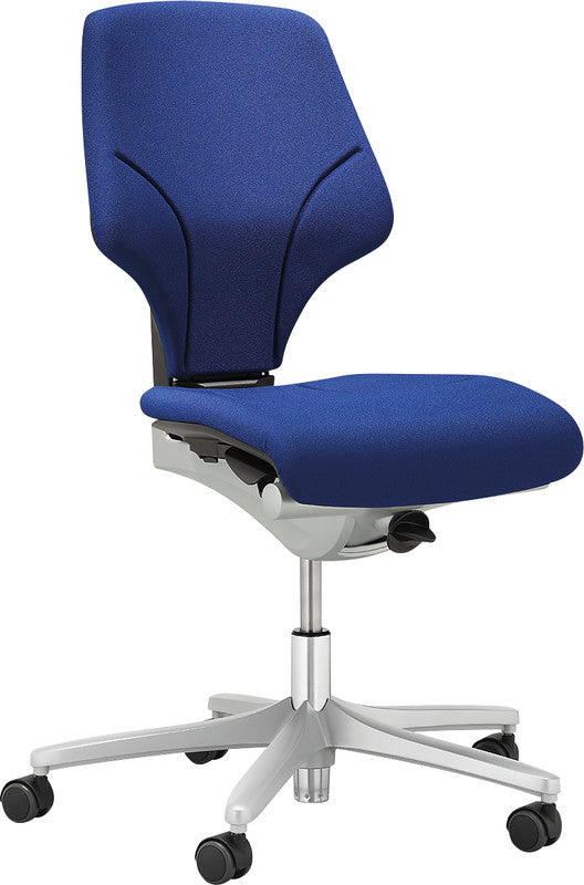 Giroflex Bürostuhl 64 – 45×41,5–44×40–52 cm, blau, Aluminium-Fusskreuz