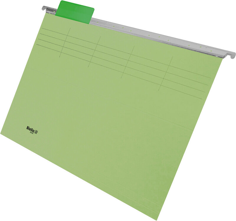 Biella Hängeordner für A4 – Karton, Hellgrün, 320 × 250 mm, mit Vordruck