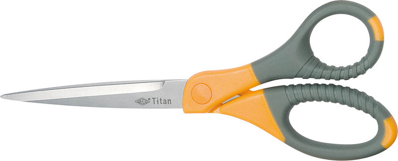 Wedo Universalschere – Edelstahl, titanbeschichtet, für Rechts- und Linkshänder, spitz, Kunststoff, grau