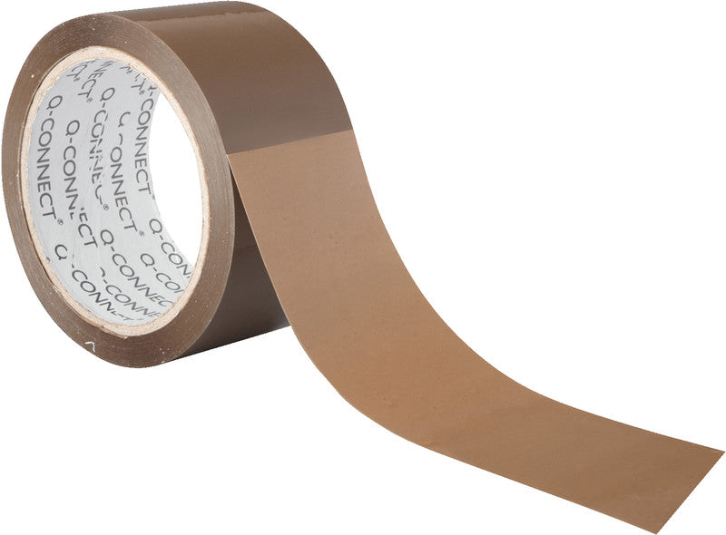 Q-connect Verpackungsband – permanent, glatt, Kunststoff, 38 mm × 66 m, braun