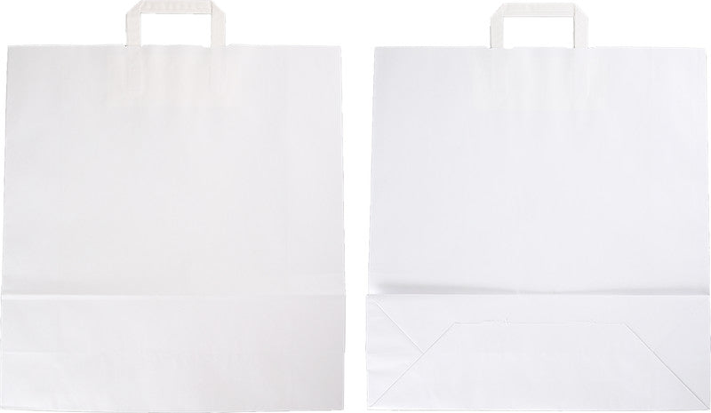 Elco Papiertragetasche mit Flachhenkel – 45 × 49 × 15 cm – Kraftpapier, 80 g/m² – Weiss – 50 Stk.