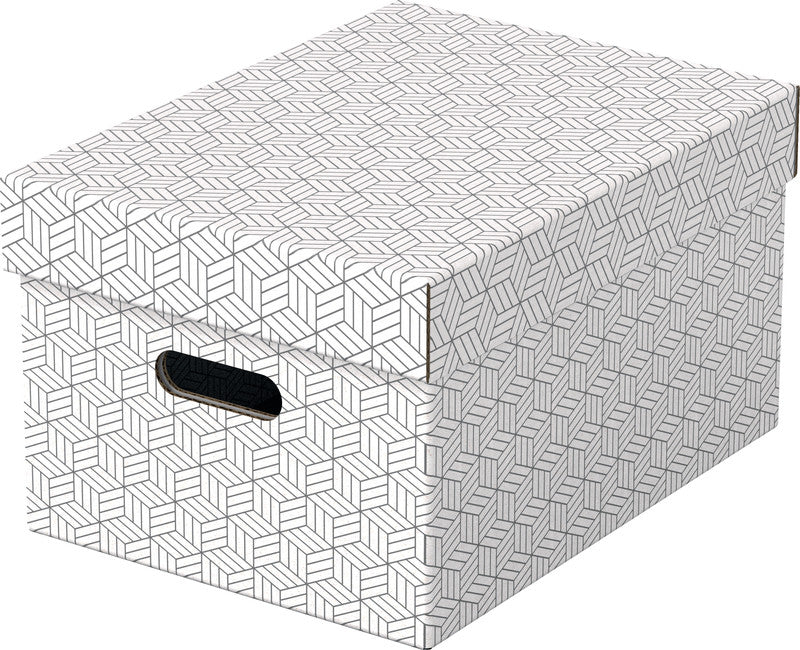 Esselte Archivschachtel A4 – Abnehmbarer Deckel, mit Griffloch, Weiss, Karton, 3er Pack