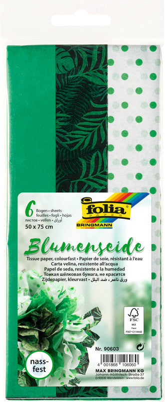Folia Seidenpapier, 20 g/m², 50 × 75 cm, grün, 6 Blätter, FSC Mix Credit