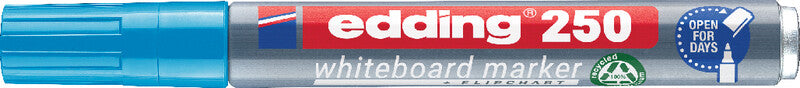 Edding Whiteboard-Marker 250 – Rundspitze 1,5-3 mm – Hellblau – Trocken abwischbar