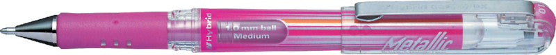 Pentel Hybrid Gel Grip DX Gelschreiber – rosa metallic, 1 mm, wasserfest, lichtbeständig, Kappe