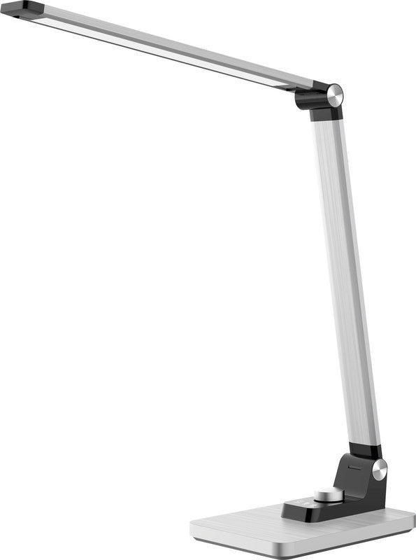 Hansa LED-Tischleuchte Breeze – stufenlos dimmbar, dreh-/neigbar – 3000–5800 K – 450 lm, 9 W – silber, ABS