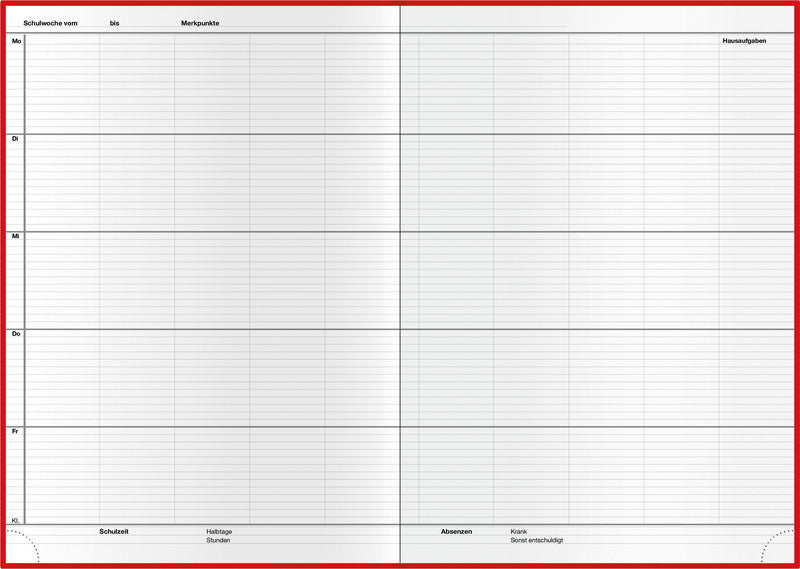 Verlag für unterrichtsm. Unterrichtsheft, A4, Hardcover, 128 Seiten, perforiert, 100 g/m² – Rot