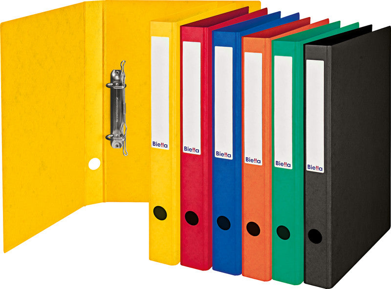 Biella Zeigebuch – A4 Hochformat – 2-Ring Bügelmechanik, Ø 25 mm, Rücken 31 mm – Rot, mit Griffloch