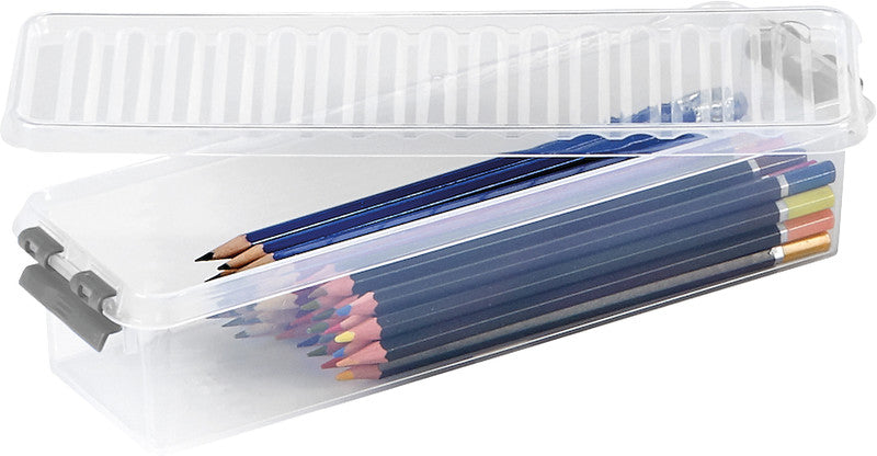 Helit die q-line Aufbewahrungsbox 0,9 l – mit Clipdeckel, stapelbar, 270 × 60 × 86 mm, transparent, Kunststoff