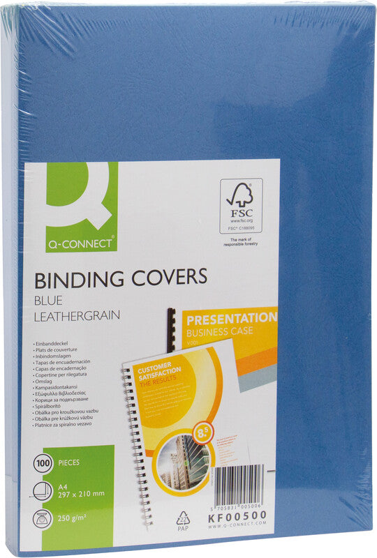 Q-CONNECT Umschlagdeckel – 210×297 mm, blau, Karton – 100 Stk.