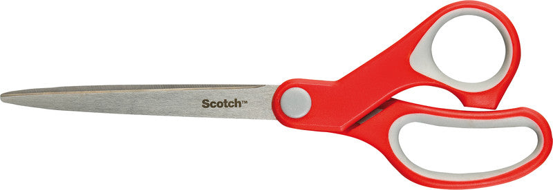 Scotch Universalschere – 18 cm, Edelstahl, für Rechts- und Linkshänder, abgerundet, Kunststoff, Rot