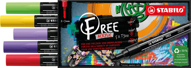 STABILO Acrylmarker – sortiert, 5er Set