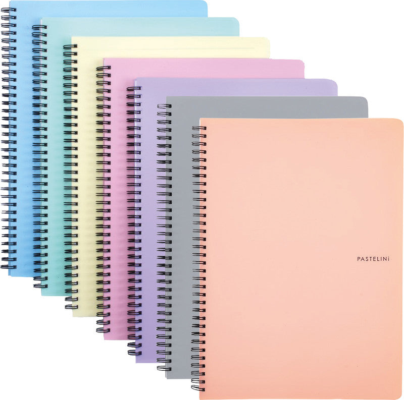Pastelini Spiralbuch, A4, liniert, 120 Seiten, perforiert, 70 g/m² – farbig sortiert