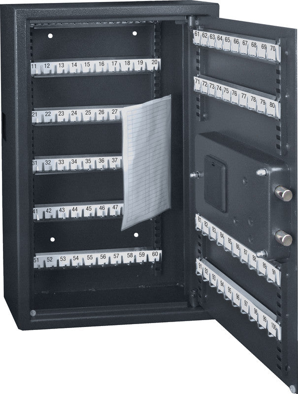 Rieffel Schlüsselkasten VT-ST SE, 100 Haken, Elektronikschloss, mit Einwurf, Notöffnung, Stahl, Dunkelgrau