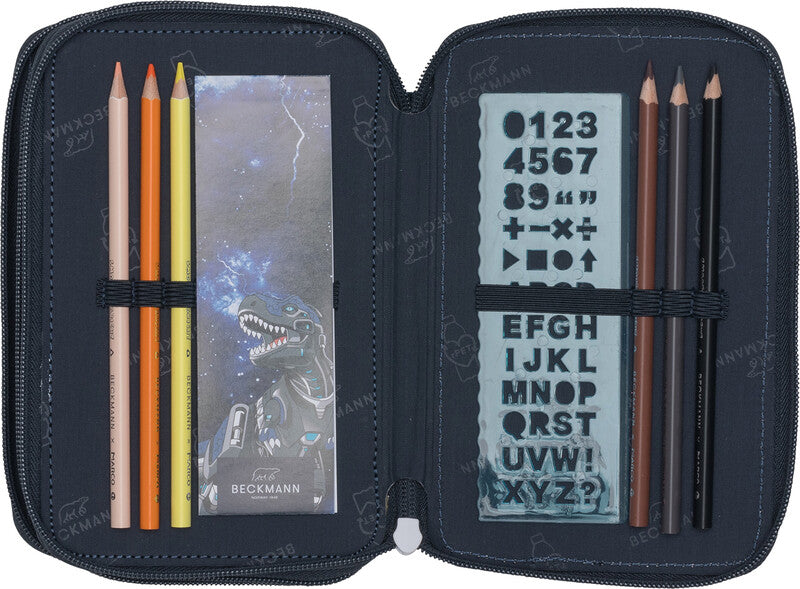 Beckmann Classic Etui Triple, gefüllt – Tech Rex – Kunststoff – 13 × 20,5 × 7 cm