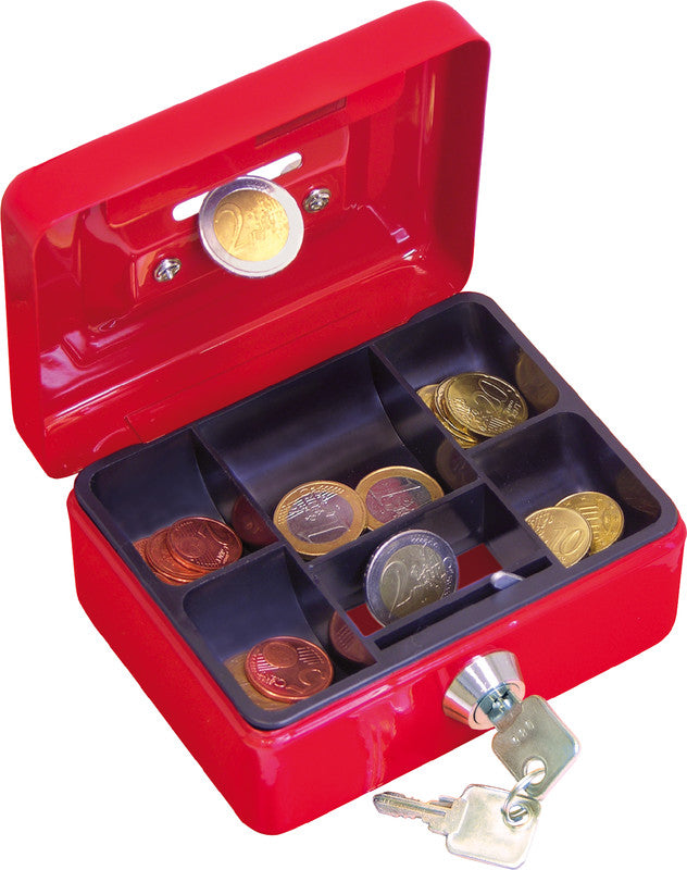 Wedo Geldkassette – mit Schlüssel – 12,5 × 9,5 × 6,3 cm – Rot – Stahl