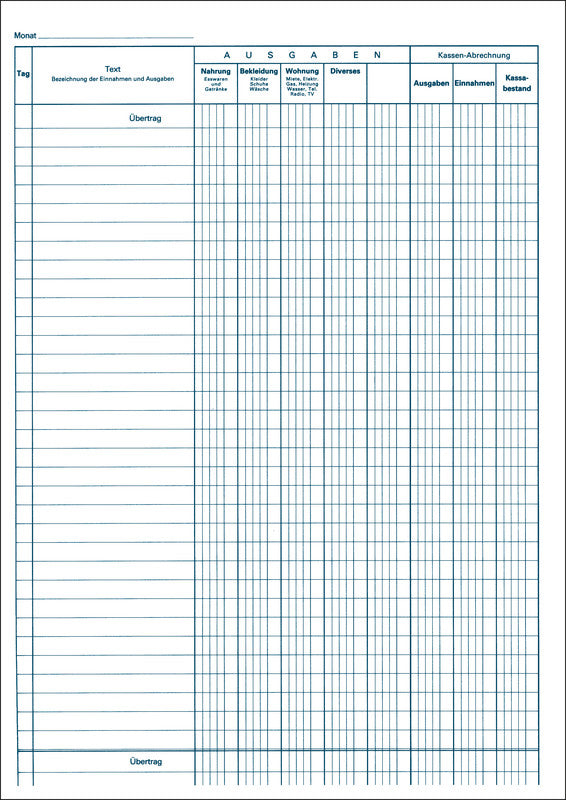 Favorit Formularblock – Meine Haushaltkosten, Deutsch, 24 Blatt, A4