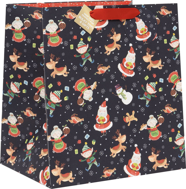 Glick Tragetasche – Santa's Workshop – mit Ripsband, Papier – 350 × 380 × 260 mm – mehrfarbig
