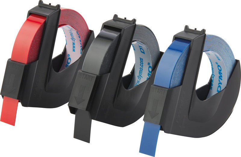 DYMO Schriftband – 9 mm × 3 m, sortiert, weiss, 3 Stück