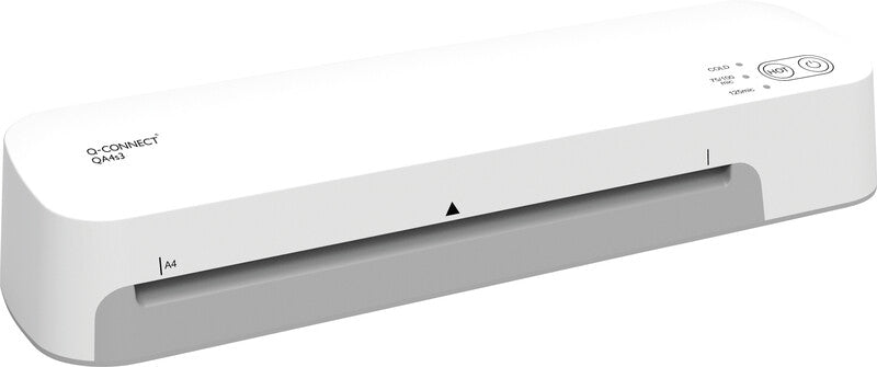 Q-CONNECT S3 Laminiergerät A4 – 2-Rollen, 75–125 µm, Kaltlamination, Aufheizzeit 1 Min., 420 mm/min, Weiss