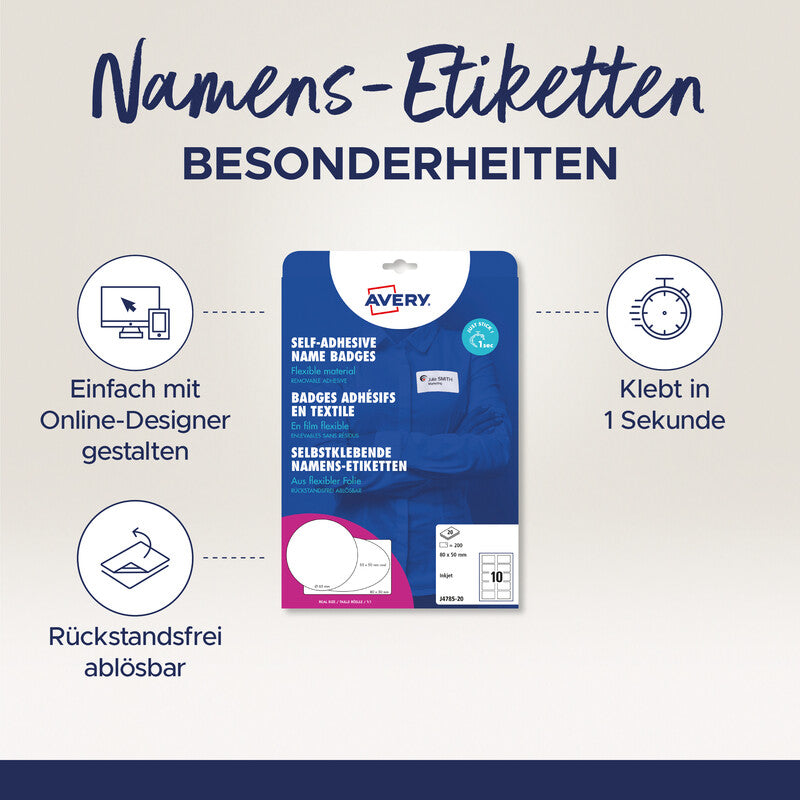 Avery Etiketten J4785-20, weiss, selbstklebend