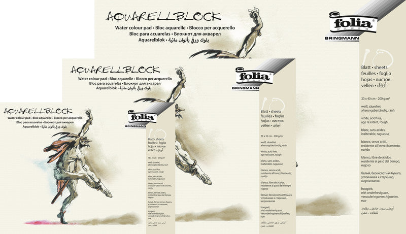Folia Aquarellblock, Papier, 18 × 24 cm, Weiss, 10 Blatt
