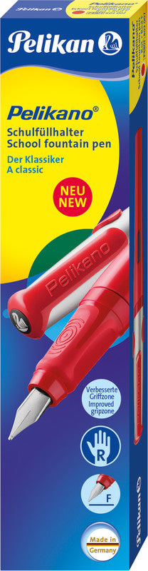 Pelikano – Federspitze F – für Rechtshänder – rot, blau – Patronen