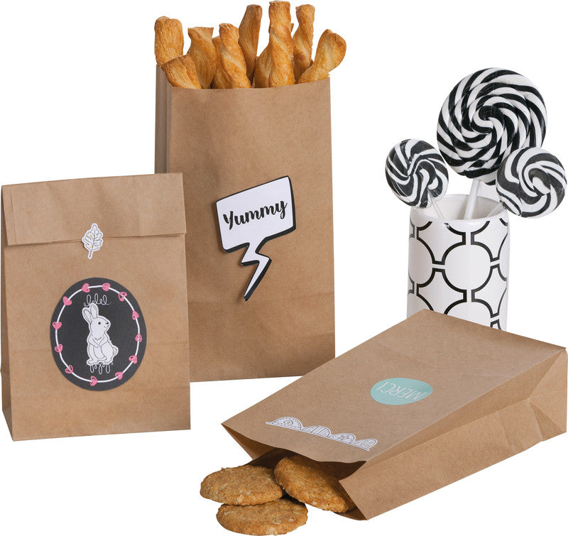 Folia Geschenkbeutel – Kraftpapier, mit Kreuzboden, lebensmittelecht – 120 × 210 × 60 mm – 15 Stk.