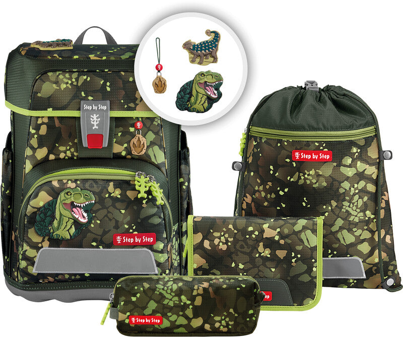 Step by Step Schulrucksack-Set Cloud – 5-teilig – Dino Torex – aus recycelten Materialien