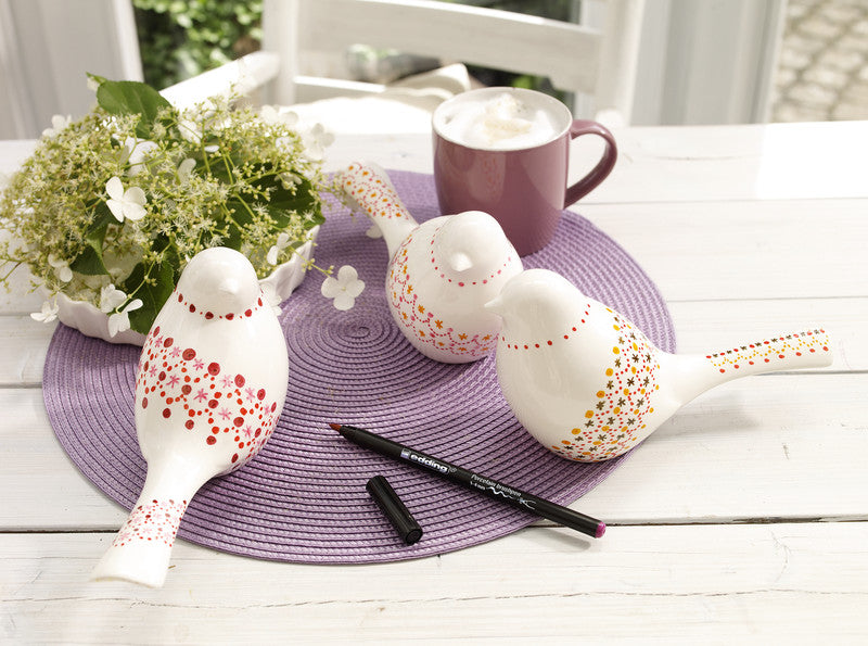 Edding Porzellan-Pinselstifte für Porzellan, Keramik und ofenfestes Glas – sortiert, 6er Set