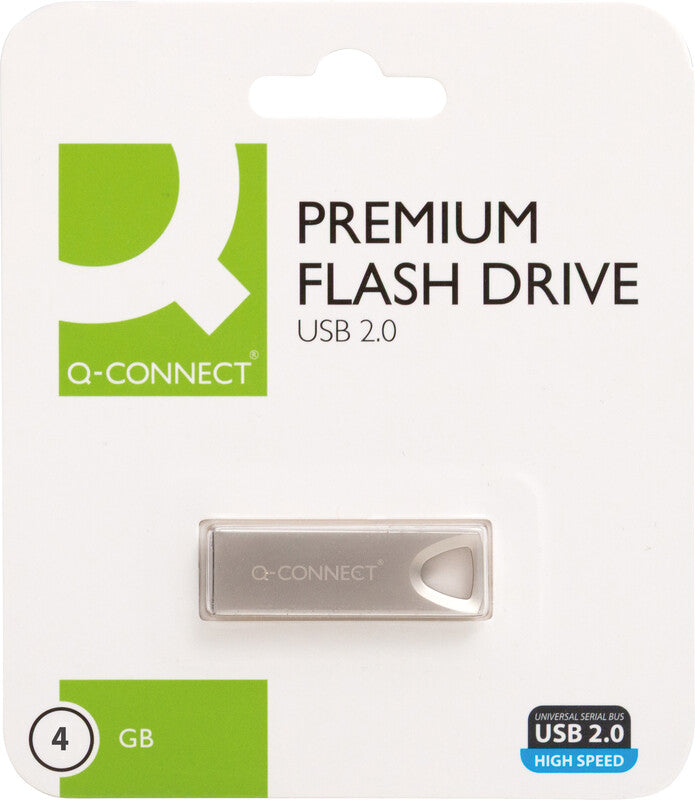 Q-CONNECT USB-Stick – 4 GB, USB 2.0, silber, wiederbeschreibbar