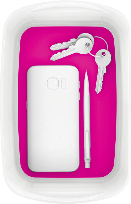 Leitz Aufbewahrungsschale MyBox – ABS-Kunststoff, weiss/pink metallic, 24,6 × 9,8 × 16 cm
